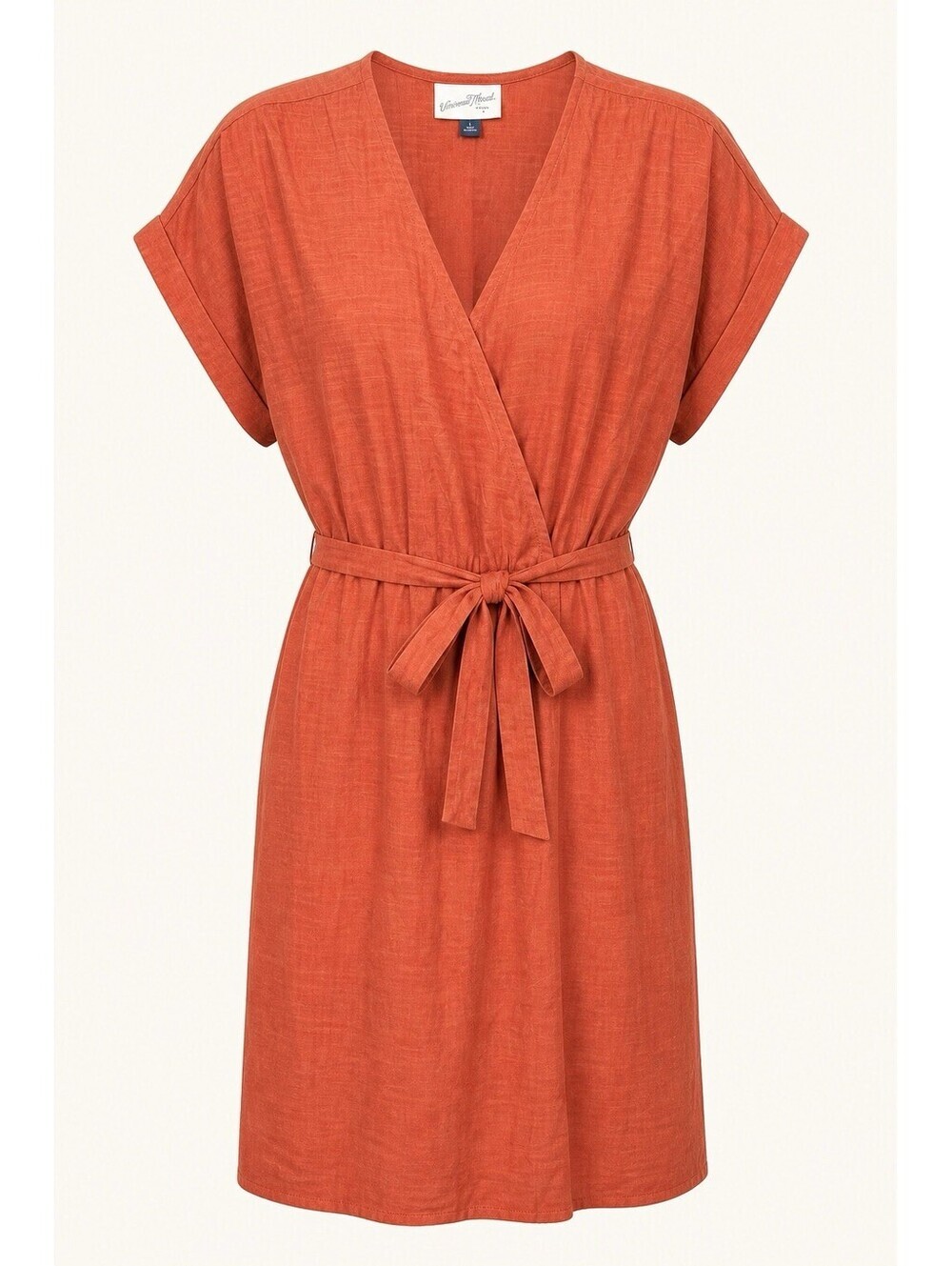 Universal Thread Women’s Burnt Orange Faux Wrap Dress Size S V-Neck Boho Summer